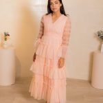 Peach Tule Maxi Dress